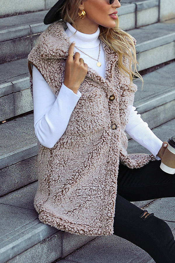 Fashion Lapel Sleeveless Pocket Loose Casual Long Vest Coat-consonak