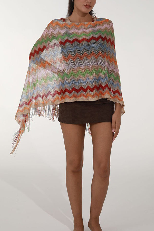 Fashionable Colorful Knitted Sunscreen Beach Shawl-consonak