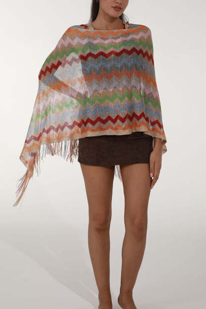 Fashionable Colorful Knitted Sunscreen Beach Shawl-consonak