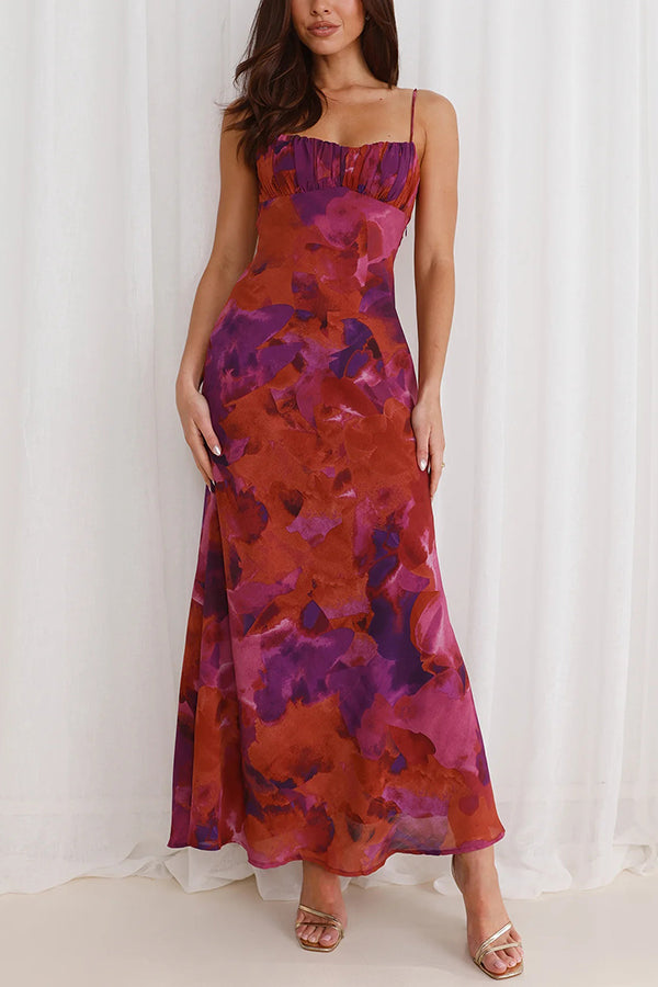 Fashion Tie-dye Backless Suspender Holiday Maxi Dress-consonak