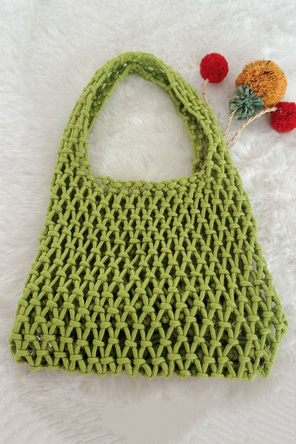 Lazy Style Fishnet Woven Tote Bag-consonak