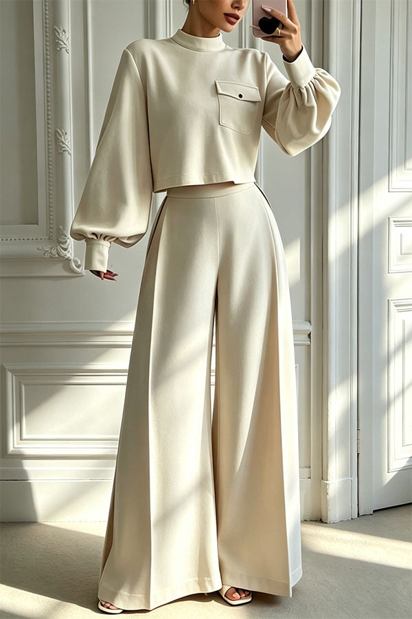 The Ultimate Chic Matching Set: Crop Top & Wide-Leg Pants-Consonak