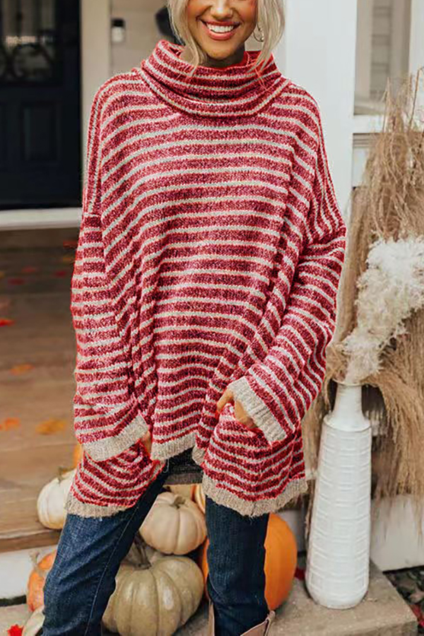 Perfect Timing Stripe Pocketed Tunic Sweater-consonak