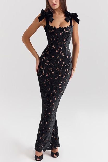 Consonak women's backless slim fit floral long dress