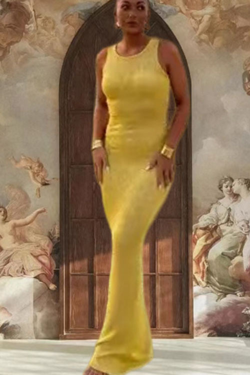 consonak U Neck Sleeveless Sequin Bodycon Maxi Dress-consonak