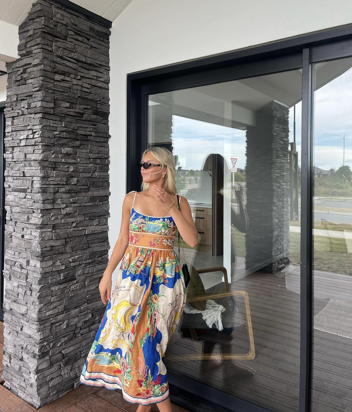 Women's spring and summer elegant new sling print pocket dress INS casual fashion party loose holiday dress-consonak