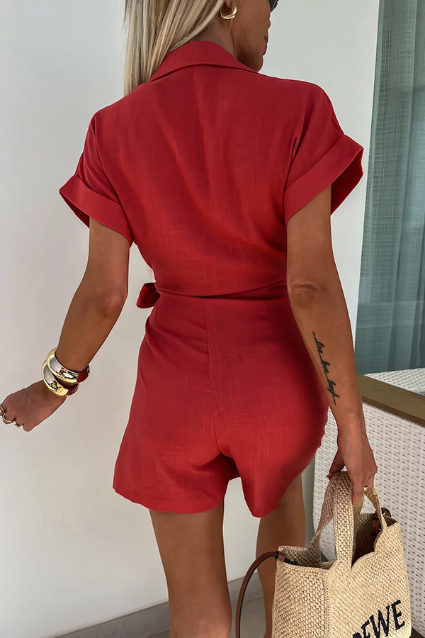 Women's new lace-up street lapel jumpsuit INS casual loose holiday jumpsuit | Consonak