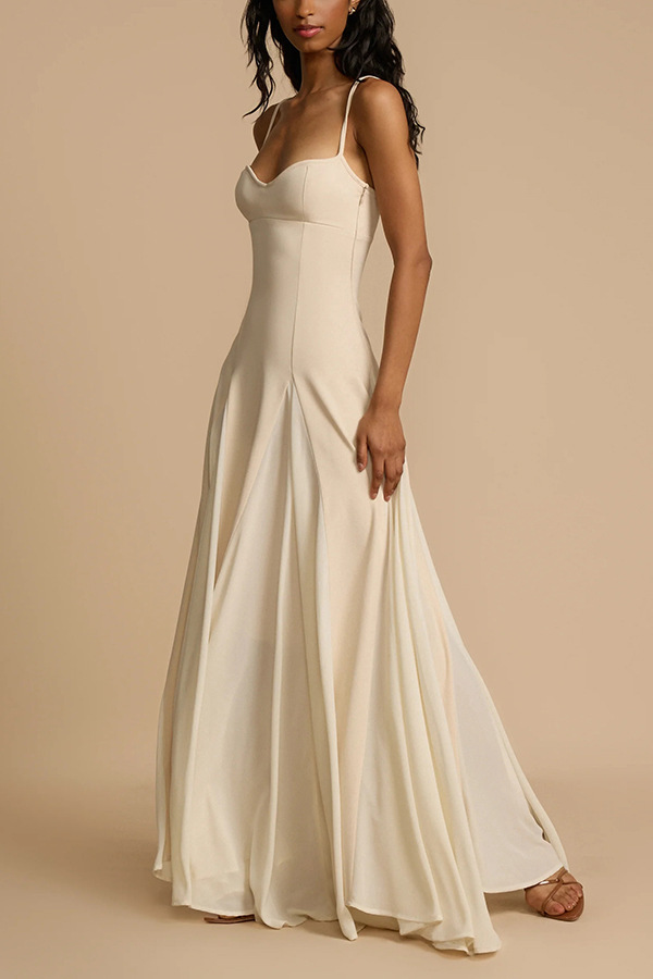 Timeless Elegance Panelled Tulle A-line Slip Maxi Dress-consonak