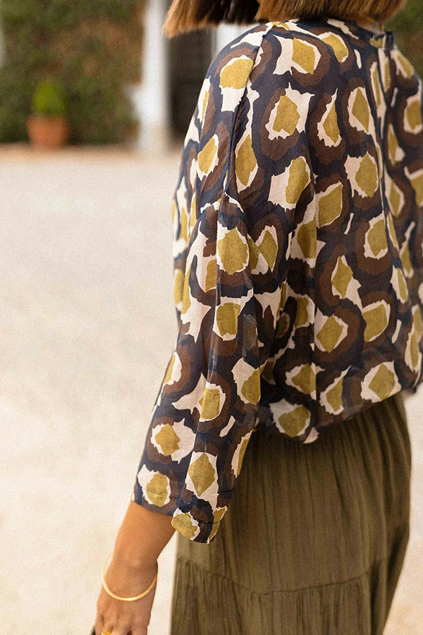 Unique Printed Lapel Button-down Loose Casual Shirt-consonak