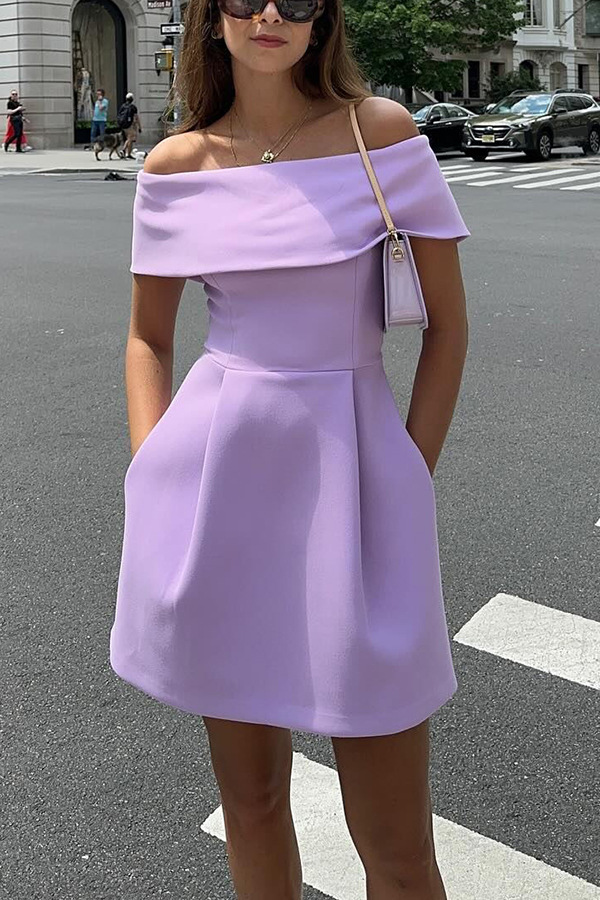 Elegant Evening Lapel Bandeau Removable Belt Pocketed Mini Dress | Consonak