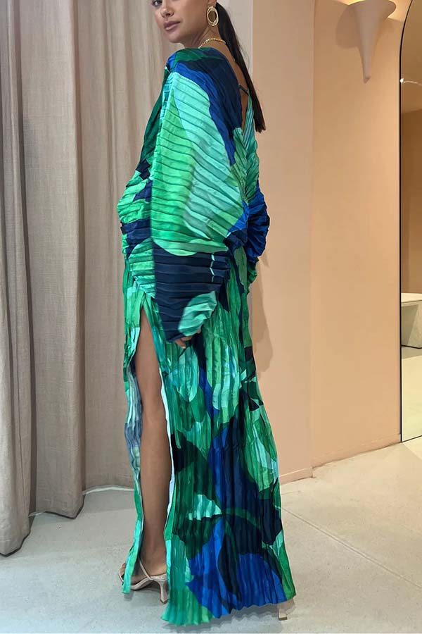 Consonak lace long pleated dress