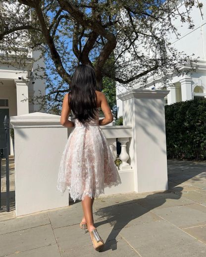 Ladies' Sexy Cup Embroidered Lace Evening Dress, Evening Women's Beach Resort Dress, Tight Skincare Dress-consonak