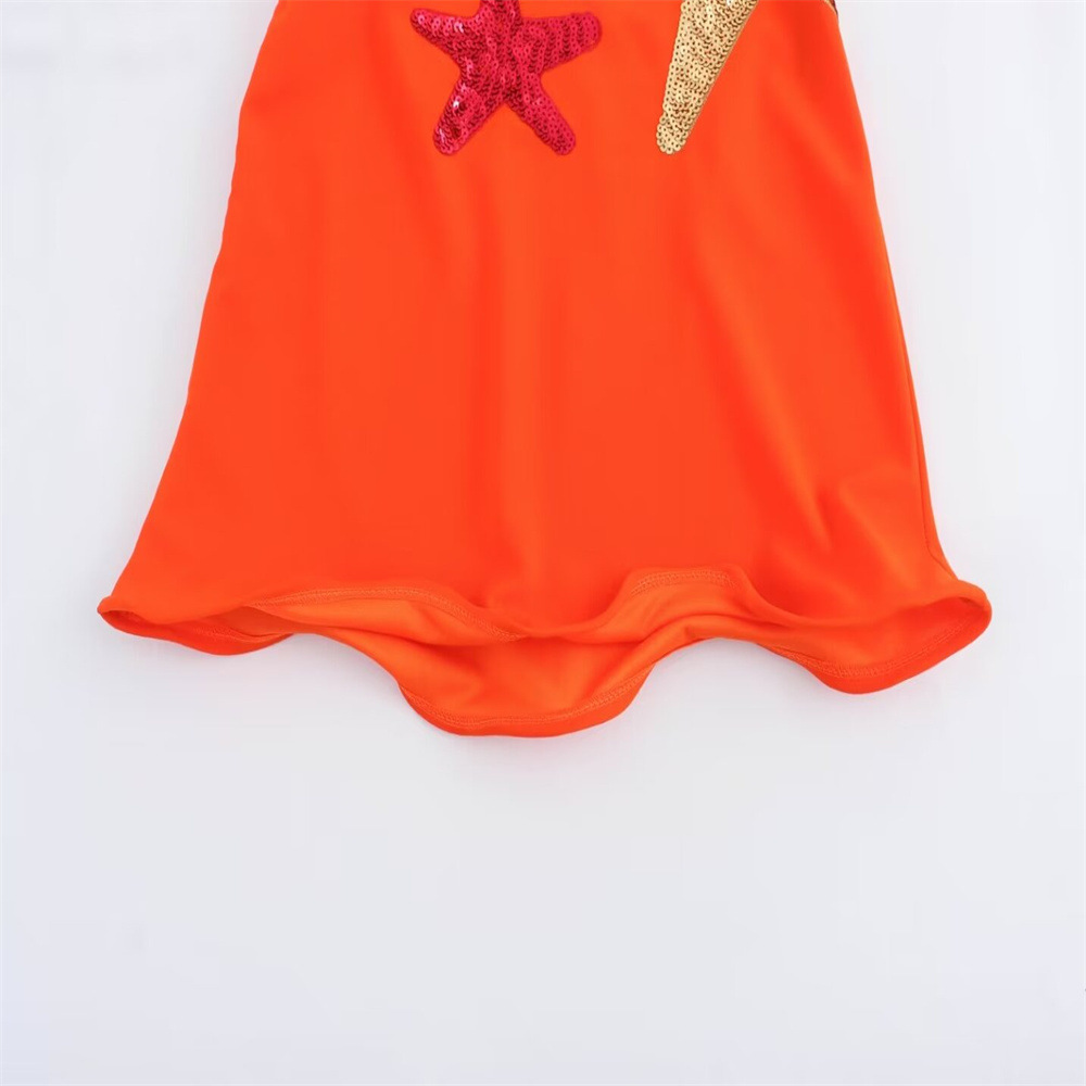 Beachside Dreams Starfish Sequin Wave Hem Stretch Tank Mini Dress | Consonak