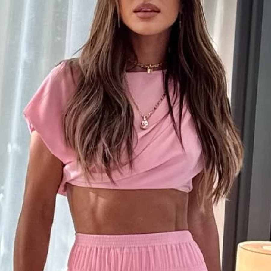 Stunning Chiffon Ruched Shoulder Short Sleeve Crop Top | Consonak