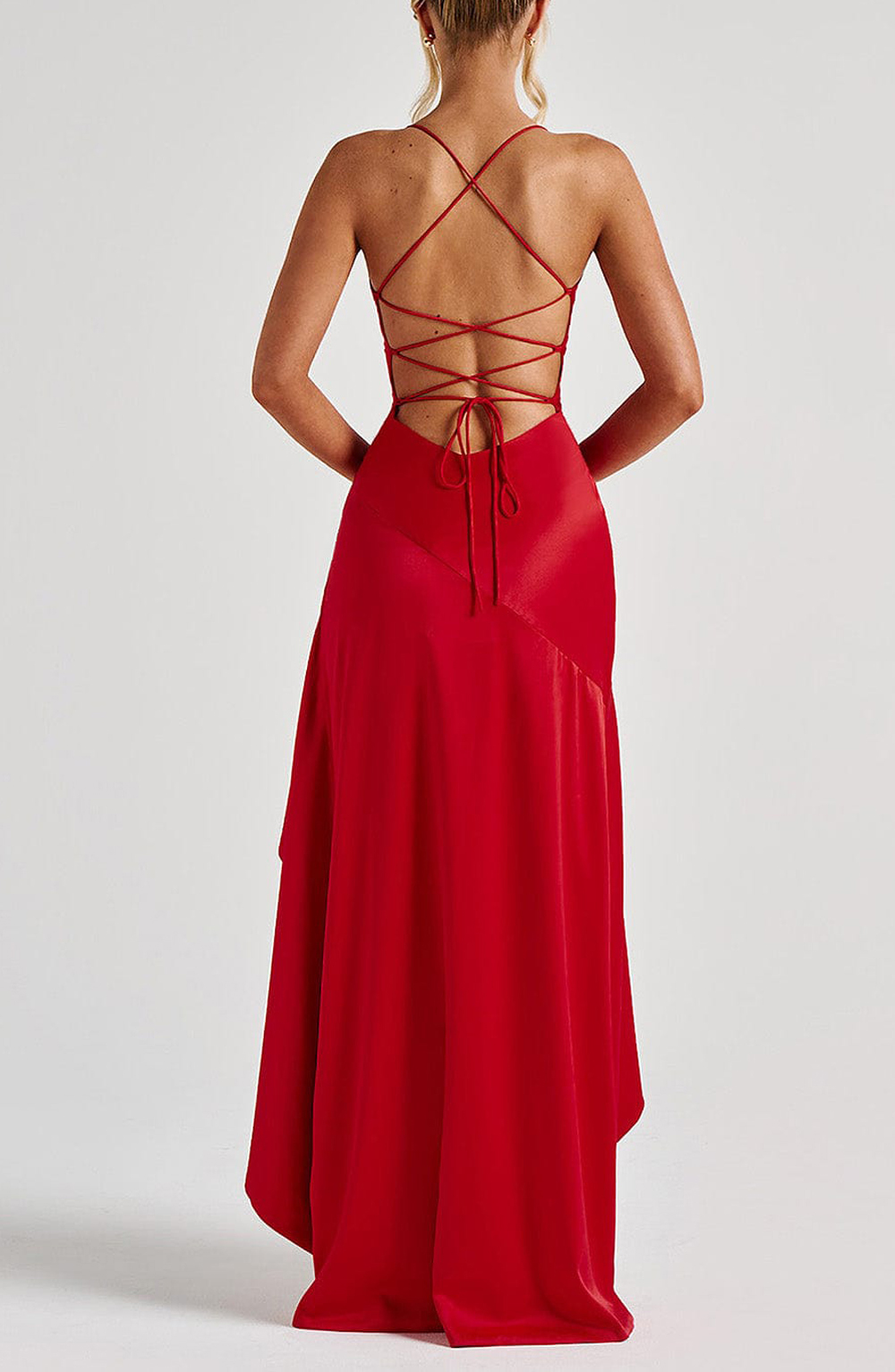 Ladies' sexy camisole backless party dress with ruffle edge irregular dress-consonak