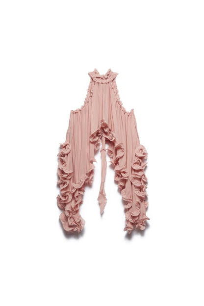 Romantic Drama Chiffon Wavy Ruffles Halter Irregular A-line Top-consonak