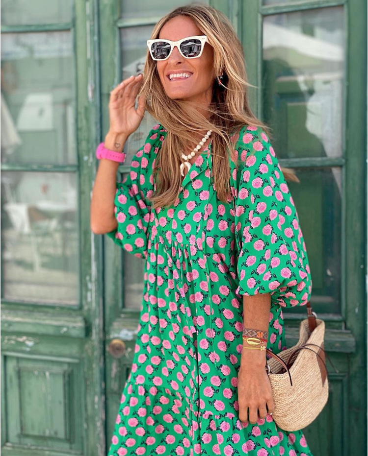 Women's fashionable street picnic bubble sleeve layered elegant party MIDI dress | Consonak
