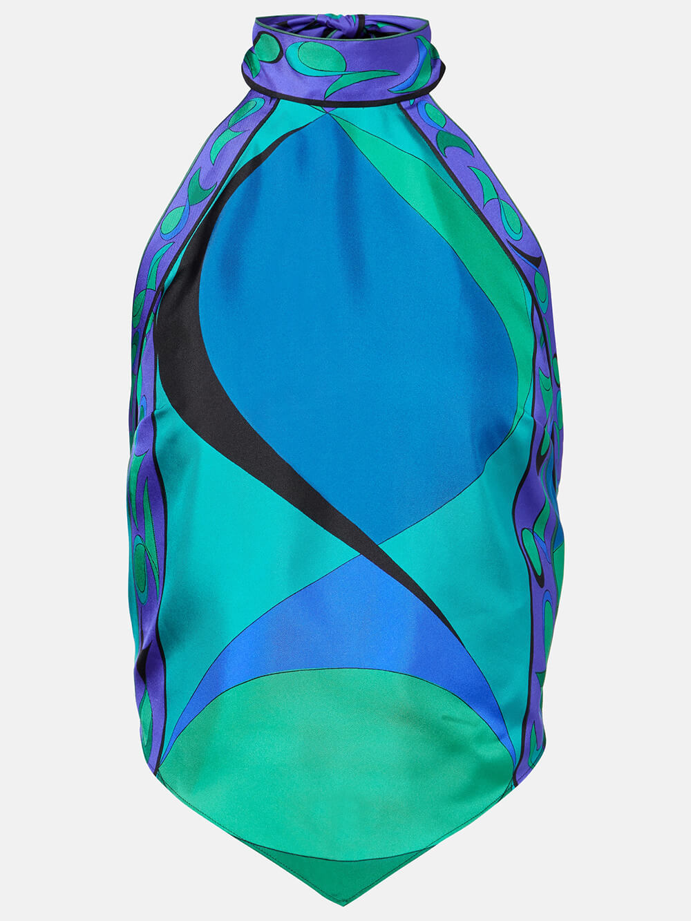 Gabbie Satin Unique Print Halter Scarf Tank and Asymmetrical Maxi Skirt Set-consonak