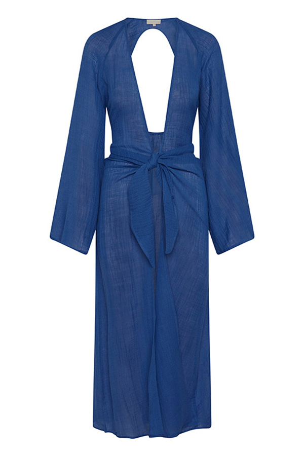 Emily Cotton Linen Blend Free Lace-up Backless Beach Cover-up-consonak