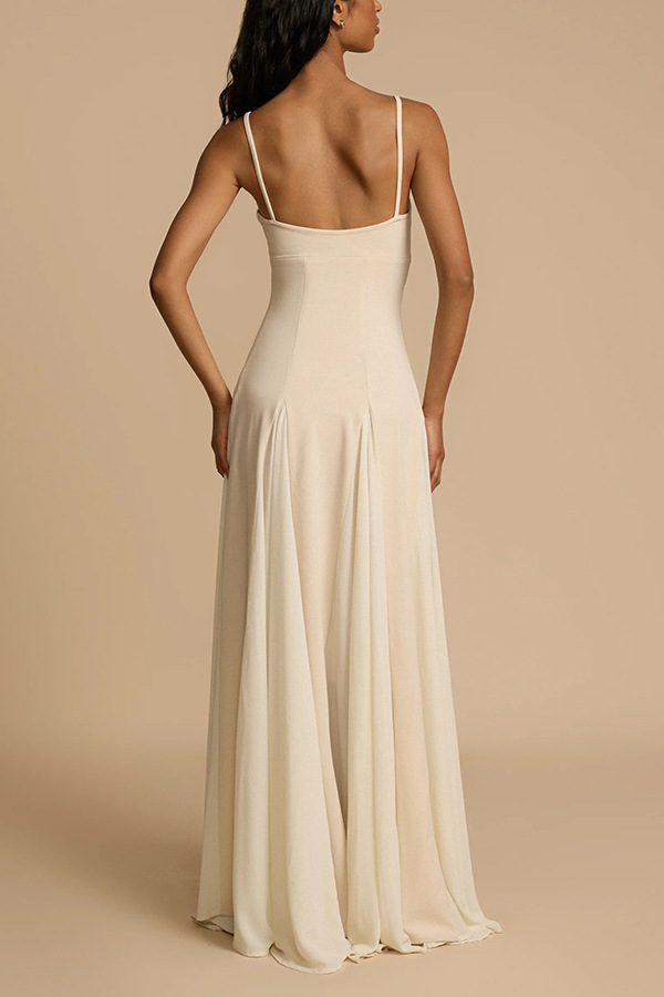 Timeless Elegance Panelled Tulle A-line Slip Maxi Dress-consonak