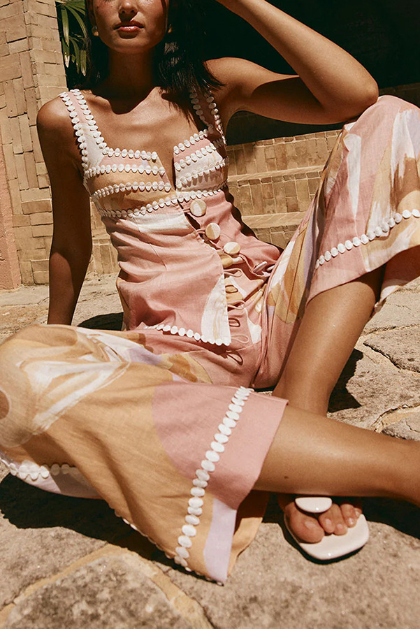 European Summer Linen Blend Ric Rac Trims High Rise Pocket Loose Pants-consonak