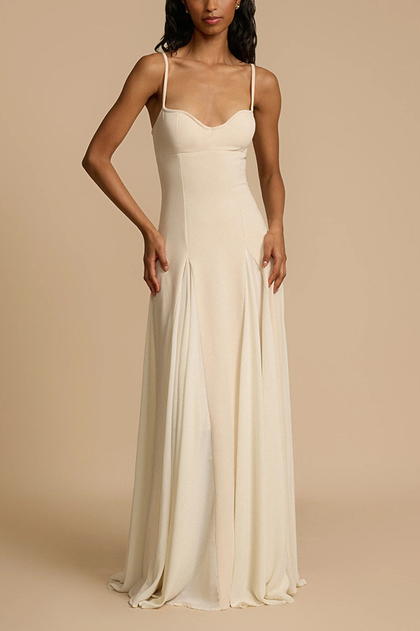Timeless Elegance Panelled Tulle A-line Slip Maxi Dress-consonak
