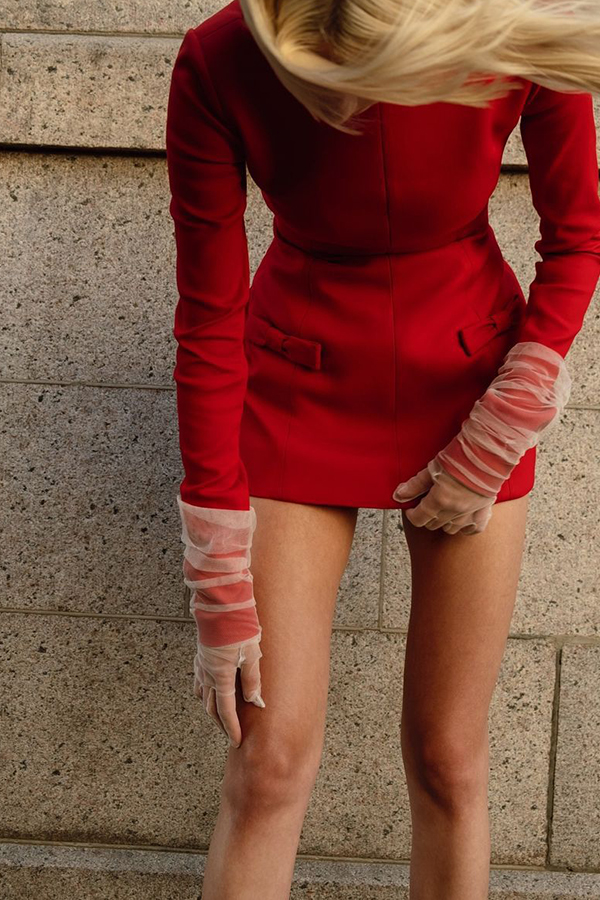 Budding Elegance Bow Detail Boat Neck Long Sleeve Mini Dress-consonak