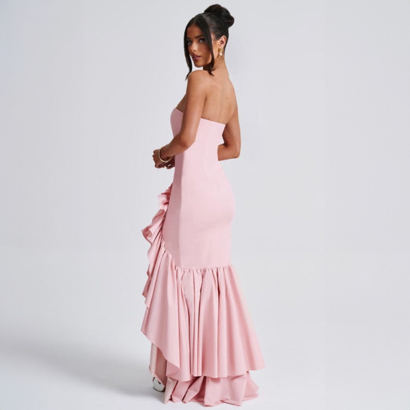 Ladies' sexy off shoulder, sexy off shoulder strapless, hip hugging, irregular wave fashion party dress-Consonak