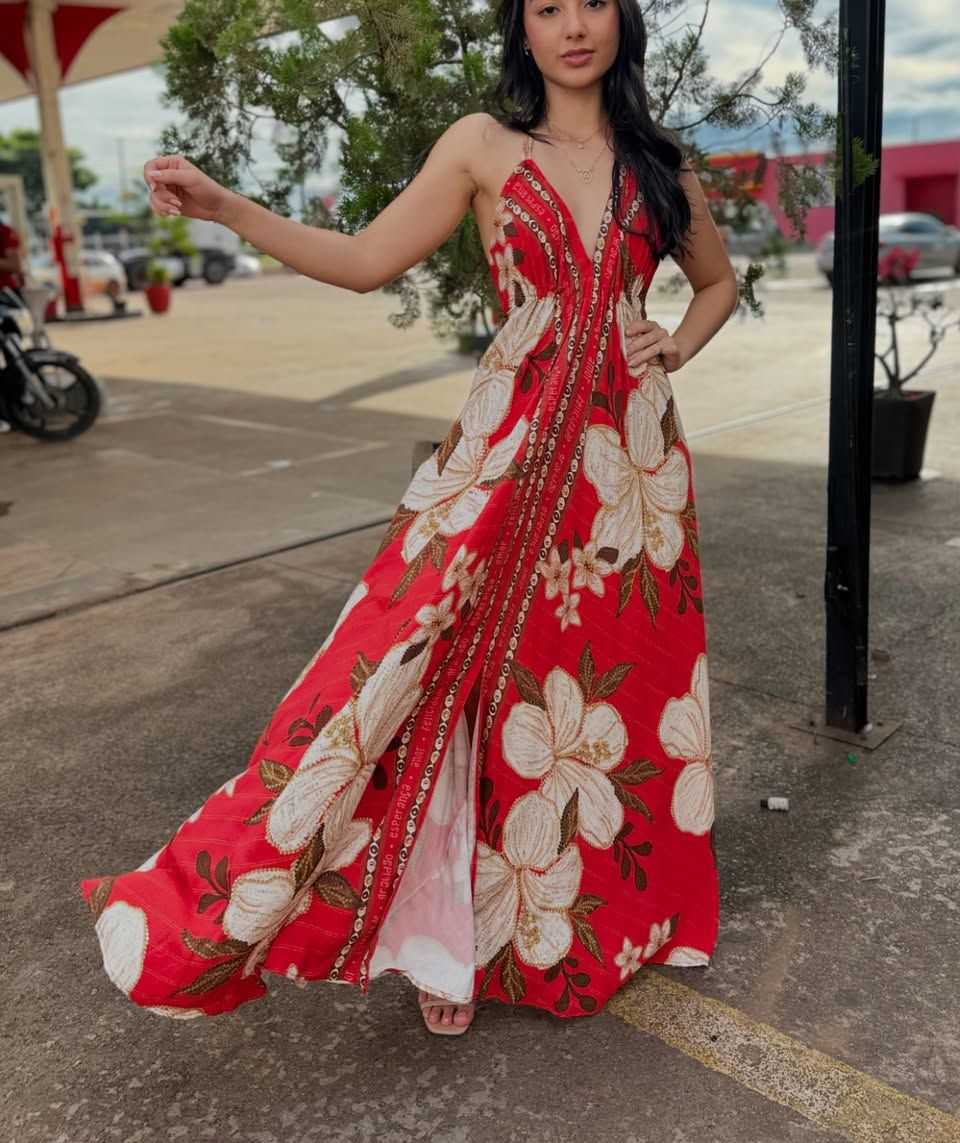 Ladies Strapless V-neck Women's Beach Halter Backless Printed Fairy Long Temperament Dresses Swing Dresses-consonak