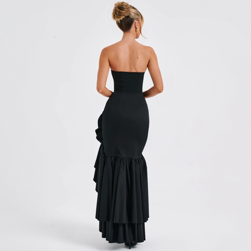 Ladies' sexy off shoulder, sexy off shoulder strapless, hip hugging, irregular wave fashion party dress-Consonak