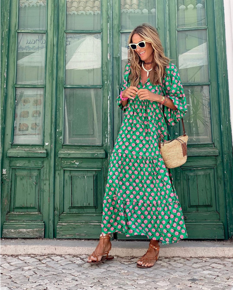 Women's fashionable street picnic bubble sleeve layered elegant party MIDI dress | Consonak