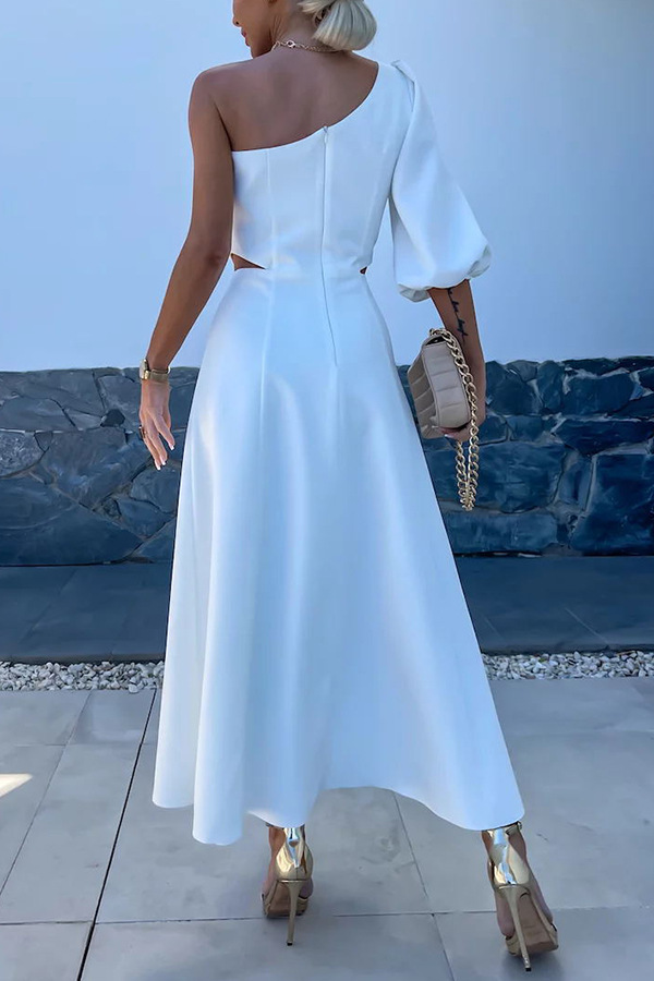 Women's spring and summer new flower oblique shoulder split double dress INS leisure party satin dress-consonak