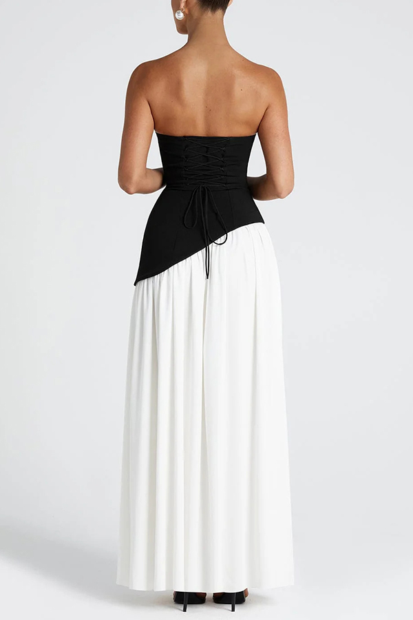 Elegant Off Shopulder Chiffon Pleated Hem Scarf Slit Maxi Dress | Consonak