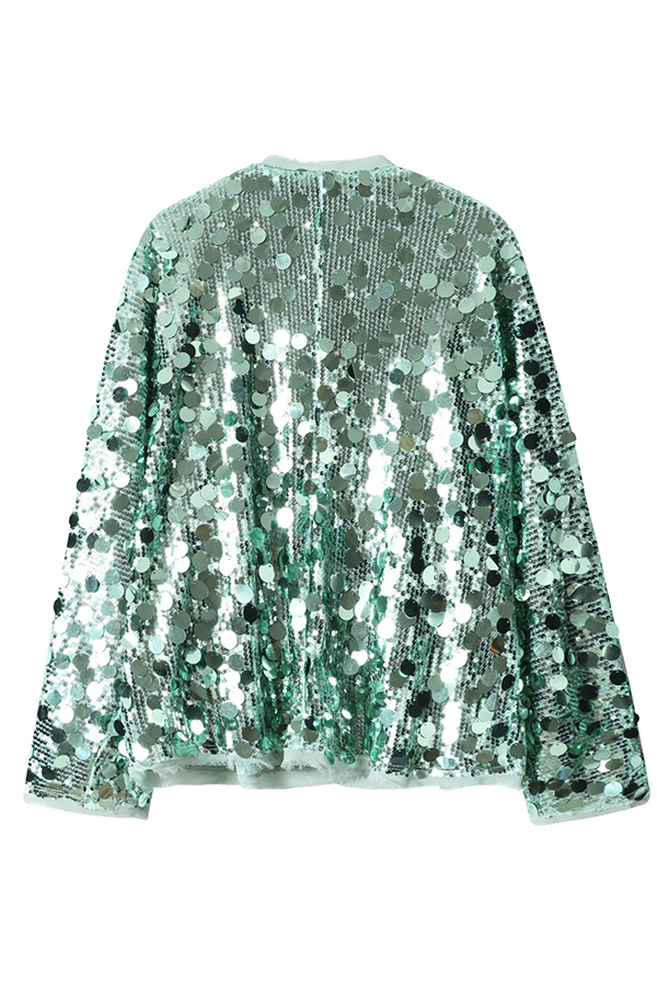 Fashion Sequined Long-sleeved V-neck Loose Lace-up Cardigan-consonak