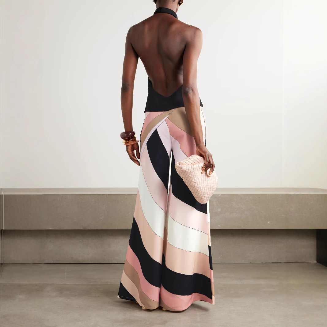 Unique Printed Sexy Backless Casual Wide Leg Jumpsuit-consonak