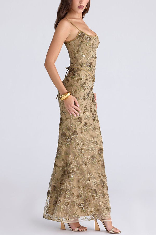 Stylish Sleeveless Halter-neck Slim-fit Backless Tie-up Elegant Maxi Dress-consonak