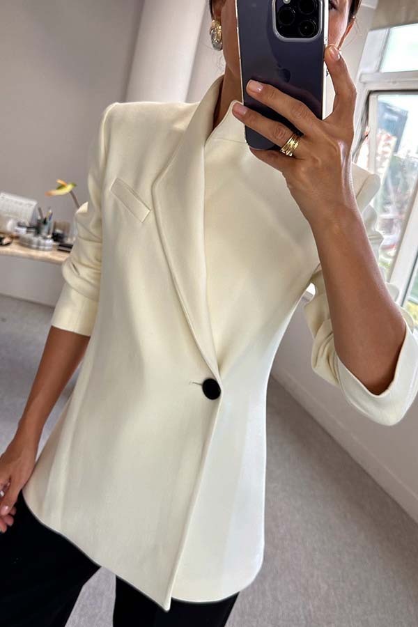 Fashionable Leader One Button Stand Collar Long Sleeve Blazer Jacket-consonak