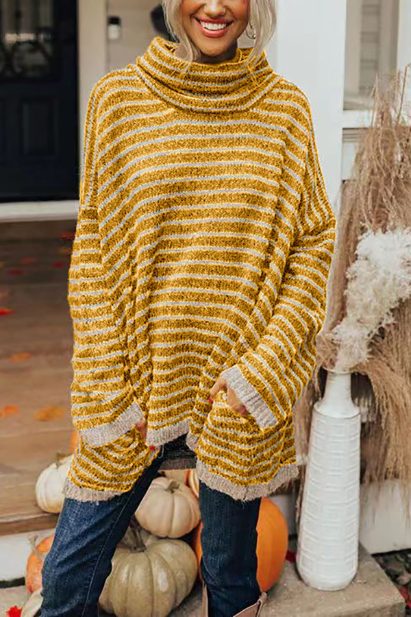 Perfect Timing Stripe Pocketed Tunic Sweater-consonak