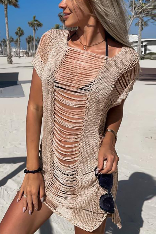 Bikini Season Cutout Knit Cover Up-consonak
