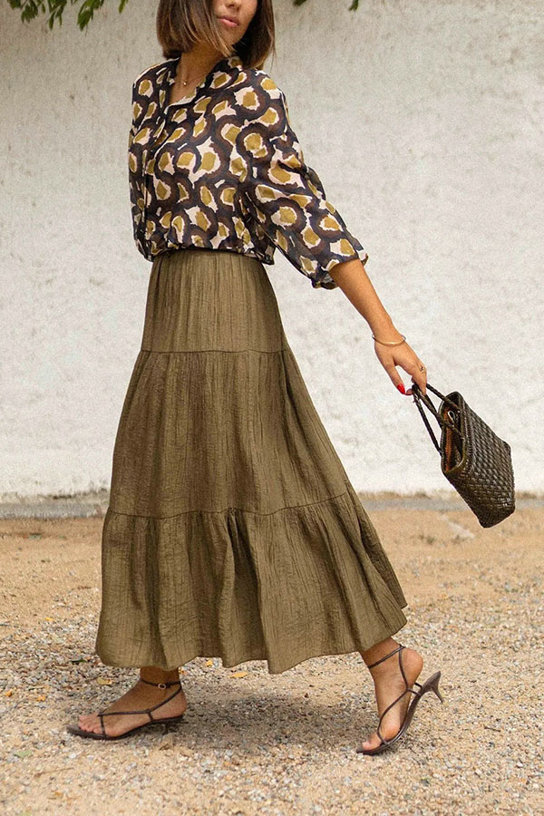 Unique Printed Lapel Button-down Loose Casual Shirt-consonak
