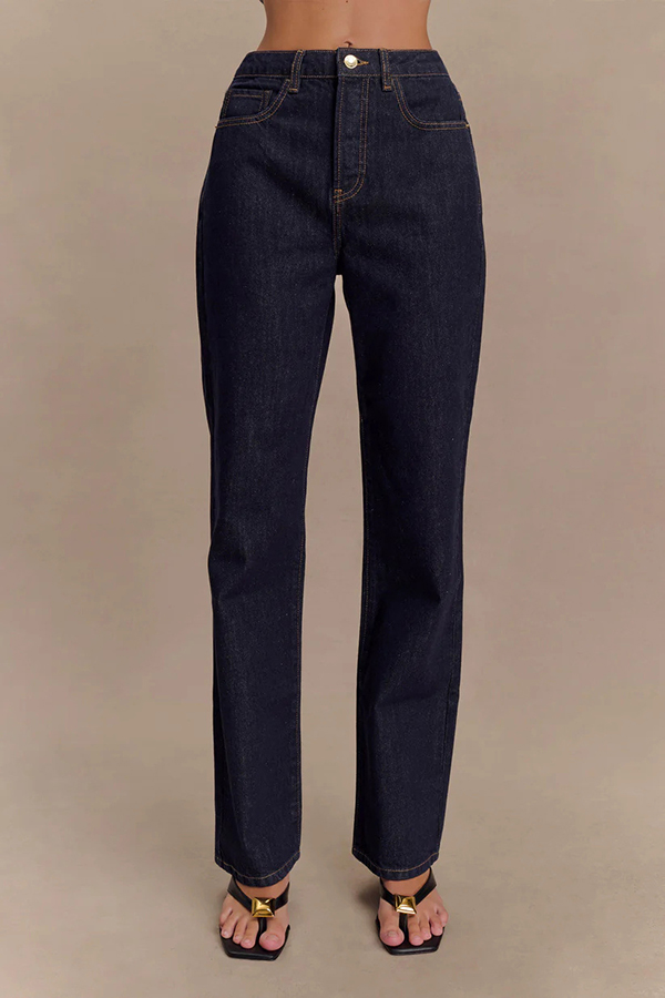 Stassi Denim High Waist Pocketed Straight Leg Jeans | Consonak