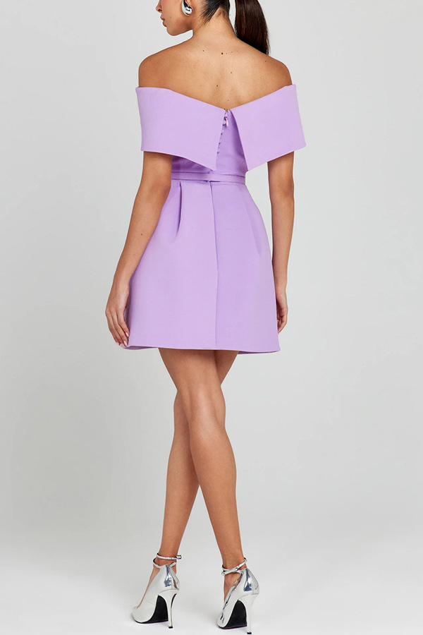 Elegant Evening Lapel Bandeau Removable Belt Pocketed Mini Dress | Consonak