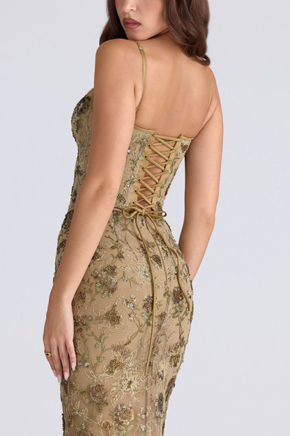 Stylish Sleeveless Halter-neck Slim-fit Backless Tie-up Elegant Maxi Dress-consonak