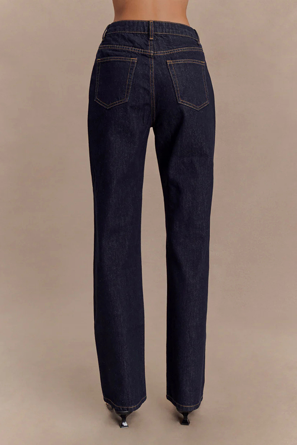 Stassi Denim High Waist Pocketed Straight Leg Jeans-consonak