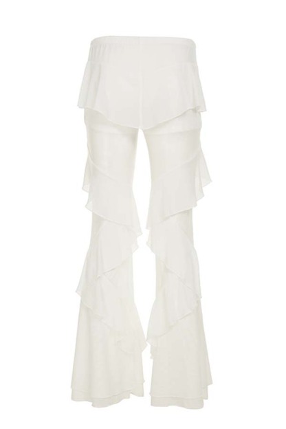 Fashionable Ruffled Elastic Waist Holiday Style Flared Pants