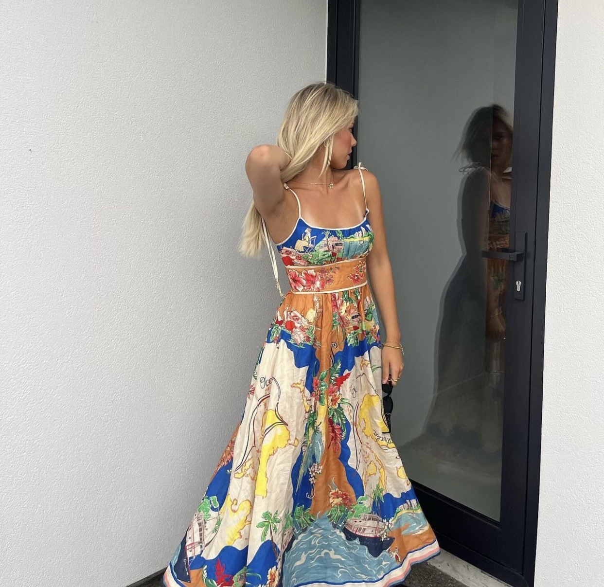 Women's spring and summer elegant new sling print pocket dress INS casual fashion party loose holiday dress-consonak