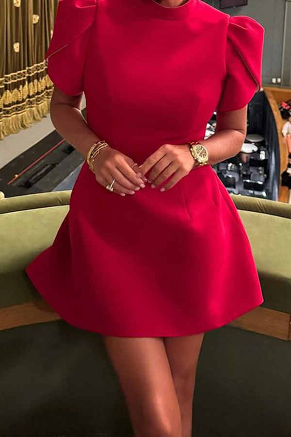 Sweet Moment Slit Short Sleeve Backless Removable Satin Bow Mini Dress-consonak