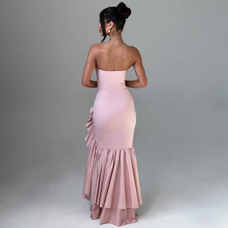 Ladies' sexy off shoulder, sexy off shoulder strapless, hip hugging, irregular wave fashion party dress-Consonak