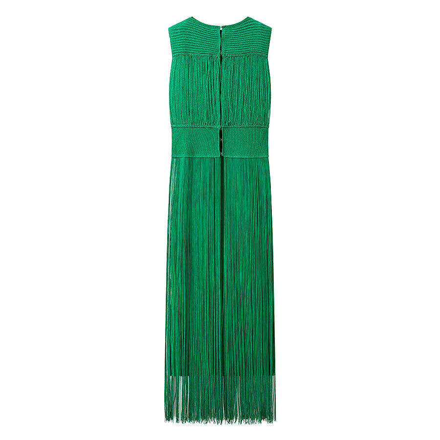 Elegant Textured Knit Tassel Sleeveless Top and Elastic Waistband Maxi Skirt Set-Consonak