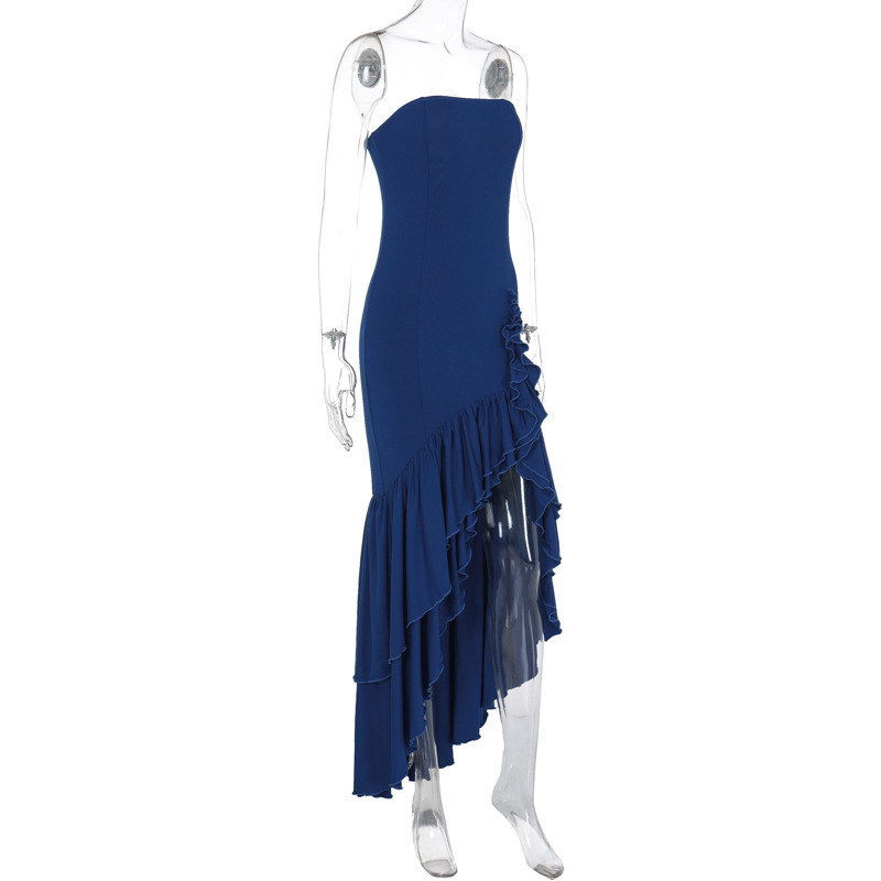 Ladies' sexy off shoulder, sexy off shoulder strapless, hip hugging, irregular wave fashion party dress-Consonak